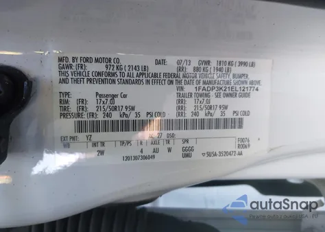 2014 Ford Focus Se z USA, uszkodzony, nr VIN 1FADP3K21EL121774